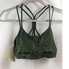 Snake Print Sports Bra Light Support All in Motion Olive Green S Strappy Active