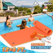 12 ft Orange Floating Water Pad 3-Layer Tear-Resistant XPE Foam Gaint Float Mat