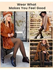 2× Women's Thermal Fleece Lined Sheer Tights Winter Warm Pantyhose High Elastic