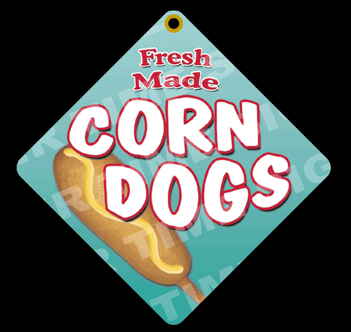 CORN DOG Concession Sign - Diamond PVC Sign - Trailer, Restaurant 12" x 12"  - Afbeelding 1 van 2