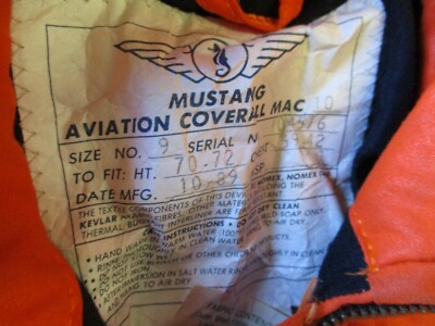 Mustang Aviation Survival Flight Suit Med-Long ***Cold-Floation