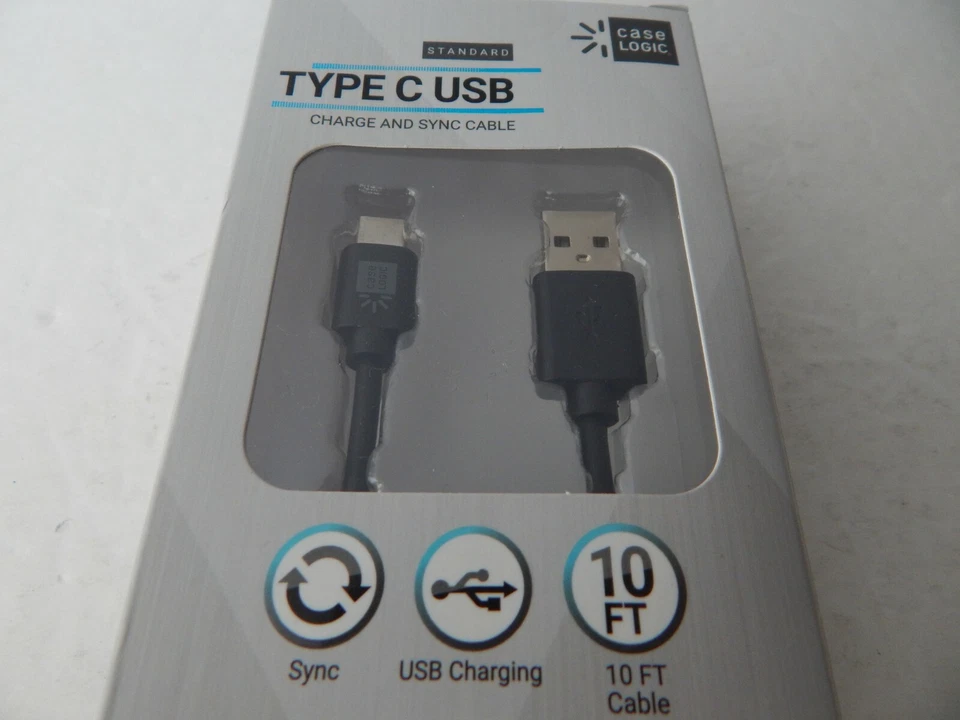 Case Logic Standard Charge & Sync Type C USB Cable 10 Feet Black New - Image 4 of 4