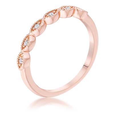 Rose Gold Plated Sextus Marquise Delicate Stackable Ring Band