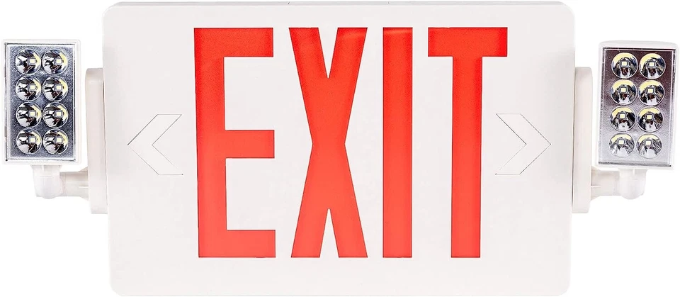 6 Pack LED Exit Sign Emergency Light–Hi Output RED Compact Combo UL 924 Listed - Image 2 of 4