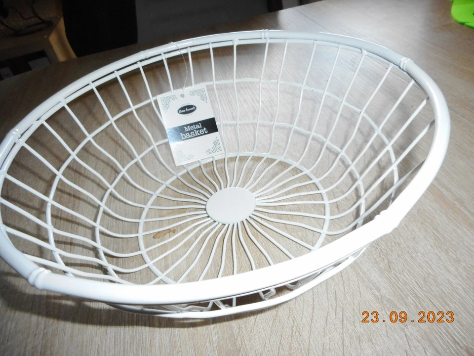 Deko Draht Korb Weiß  : 28 x 19,5 cm Metallkorb Drahtkorb Aufbewahrungskorb - Bild 2 von 4