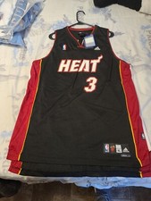 Dwyane Wade 3 NBA Miami Heat adidas Authentic Stitched Jersey Men XL Length 2