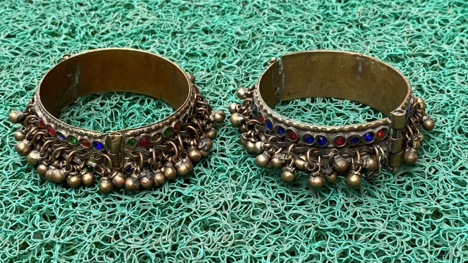 Brazalete brazalete brazalete brazalete brazalete dama islámico piedra antigua joyería tribal latón Foto 2 de 4