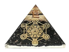 Shungite Orgone Pyramid - Chakra Metatron Cube