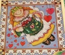 LOVE ANGEL AMOUR w PICTURE MAT  Simplicities Cross Stitch Kit 6”x6” Colorful