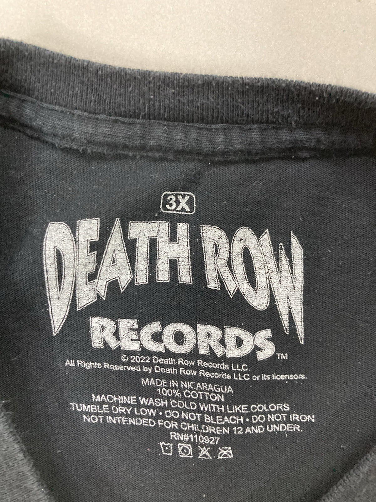 FILA T shirt grafica Death Row Records uomo 3XL nera manica corta musica