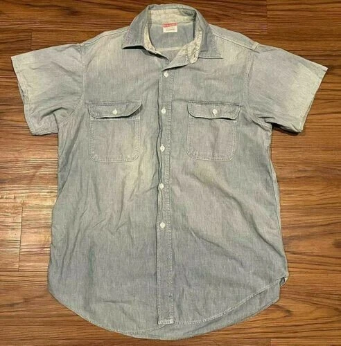 Penney's Big Mac Sanforized Short Sleeve Chambray Shirt Fits Medium True Vintage