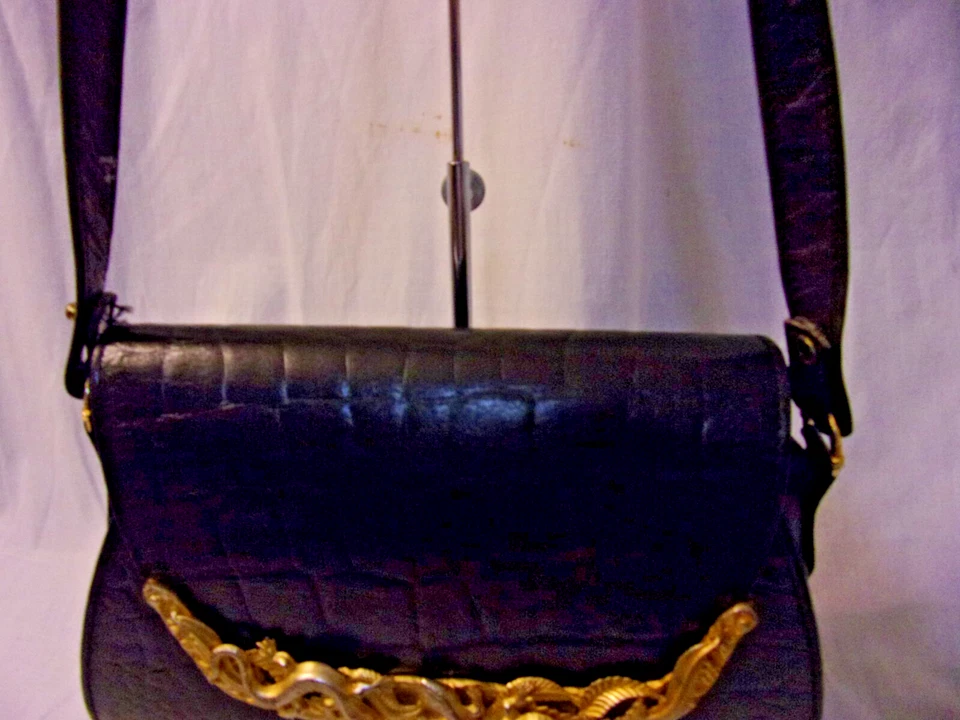 Bolso De Colección Glen Miller Ann Turk Lagarto Gecko Cuero Cocodrilo Repujado   Foto 3 de 4