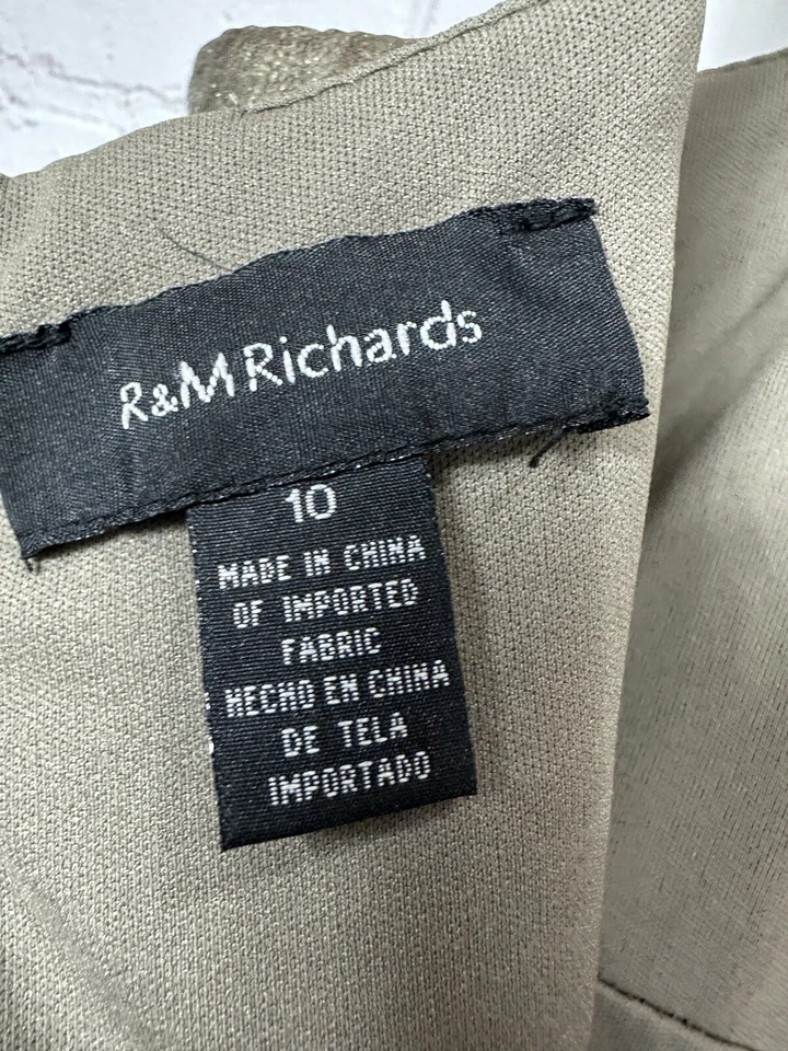 Vestido largo R&M Richards bronce escalonado bordado con joyas sin mangas talla 10 usado en excelente estado Foto 4 de 4