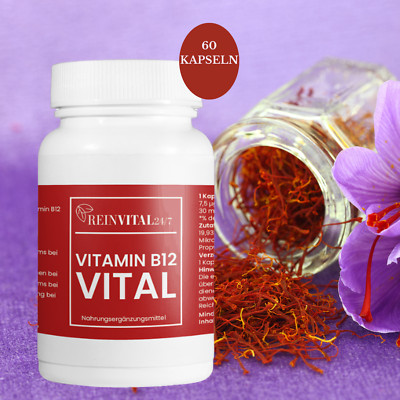 60X SAFRAN KAPSELN VITAMIN B12, GESUNDE BLUTBILDUNG, PREMIUMQUALITÄT MADE IN DE.