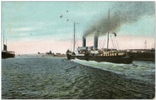 M29 / BELGIQUE OSTENDE CPA AQUA 1900 PAQUEBOT LA MALLE ALLANT A DOUVRES NEUVE