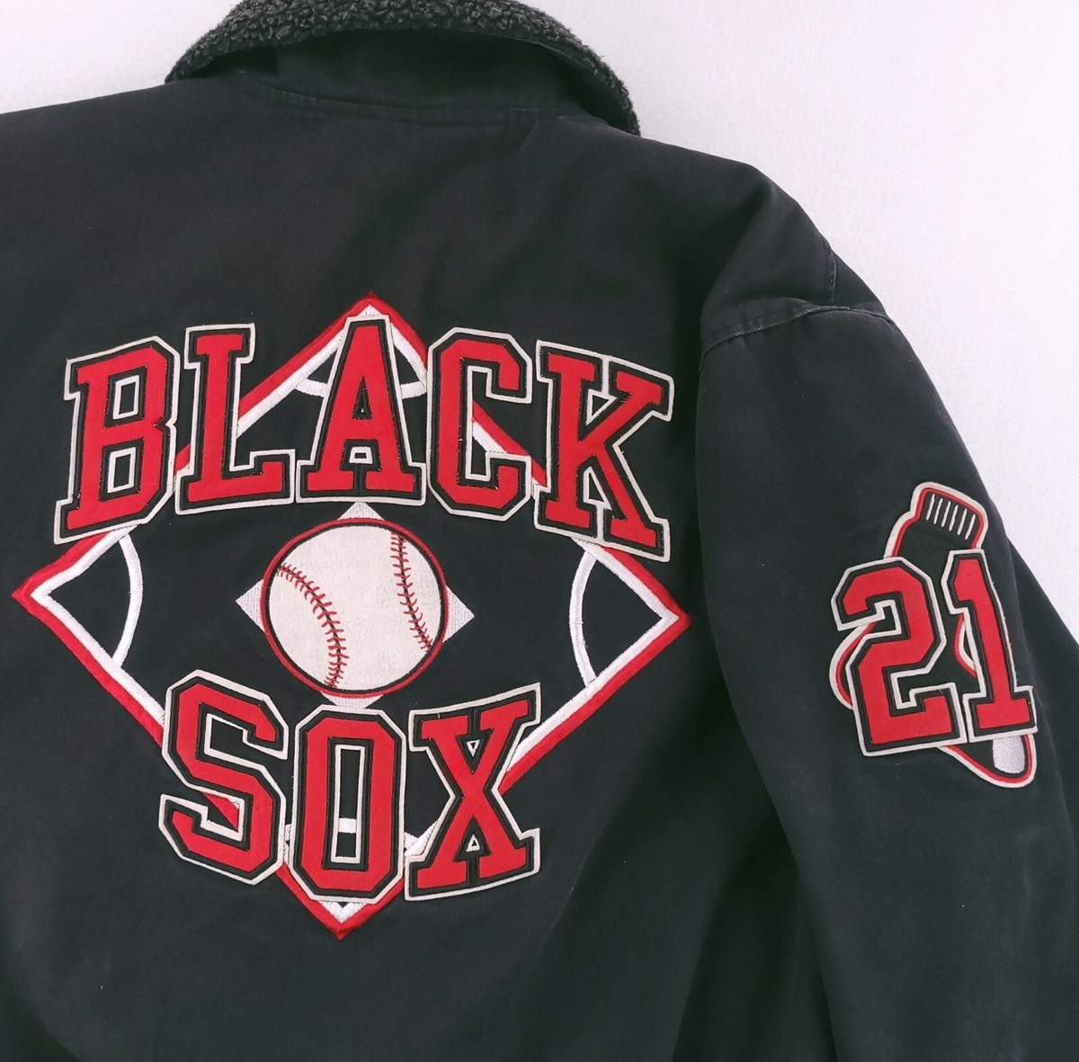Baltimore Black Sox Coat Mens 3XL Black Red Bomber Jacket Stall
