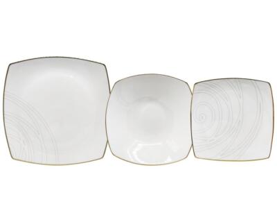 WEISSESTAL GESCHIRRSERVICE 18-TEILIG 6-SITZER PORZELLAN - LIBERTY GOLD