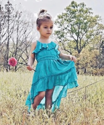 Girls High Low Ruffle Boho Dress. Beach Photos, Vacation, Cruise, Resort  Dress. | eBay