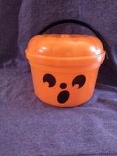 McDonalds Halloween Bucket Pail Pumpkin McBoo Orange Happy Meal Lid Vintage 1986