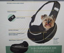 Katziela® Borsa a tracolla espandibile - Trasportino per animali domestici a spalla anteriore (nero)