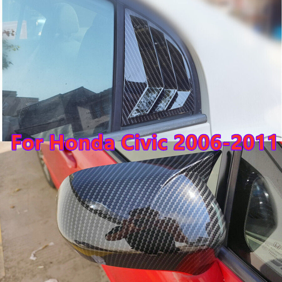 4Pcs Side Mirror View Vent Window Louver Cover Trim For Honda Civic 2006-2011
