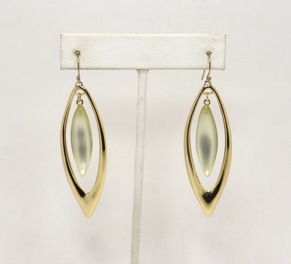 ALEXIS BITTAR GOLD FRAMED YELLOW LUCITE DROP EARRINGS - Image 2 of 4