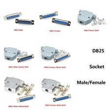 DB25 Socket 25P Male/Female Cable Connector Solder Type With Plastic/Metal Shell