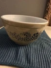 Vintage Pyrex  1 1/2 qt  Homestead 401 Brown Speckle With  Blue Floral Bowl