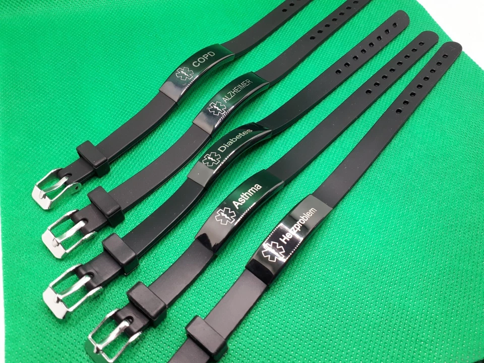 Notfall Armband SOS Armbänder Hilfe Diabetes Asthma Herzproblem Alzheimer COPD - Bild 2 von 3