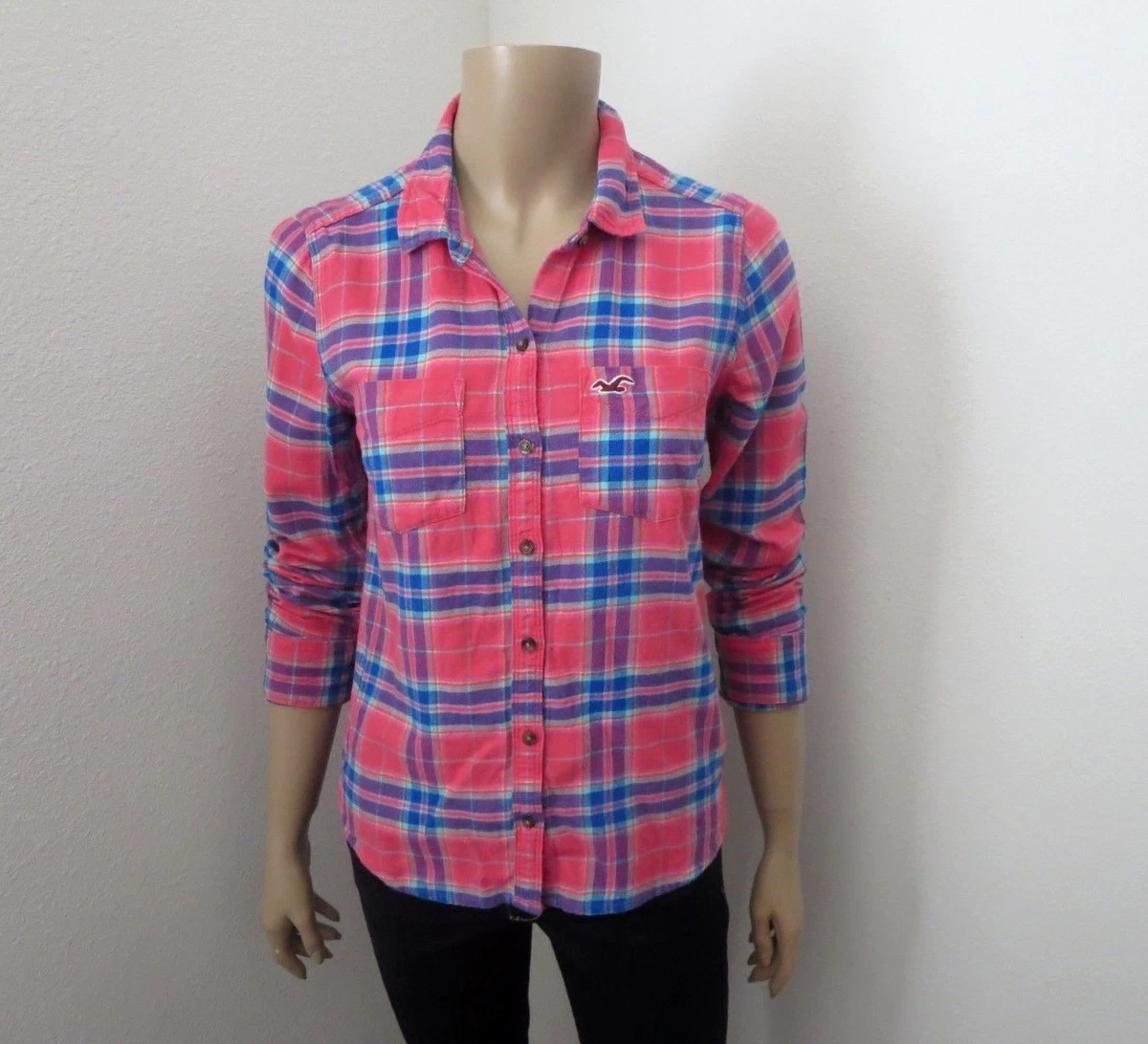 hollister womens plaid flannel shirts
