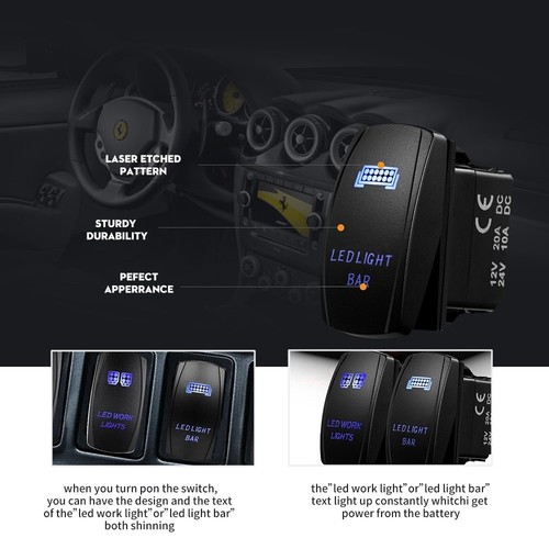 Wiring Harness Kit ON-OFF Switch Offroad Relay Fuse LED Work Light Bar 2-Lead - Foto 11 di 14