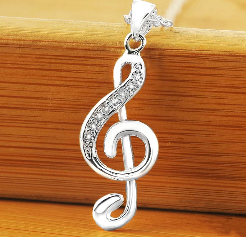 925 Пробы женщин большой 24» ссылка цепочка ожерелье с музыкой подвеска D638 - Изображение 2 из 4