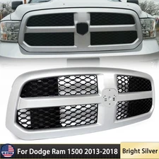 For 2013-2018 Dodge RAM 1500 Front Grille Bright Silver Shell w/ Black Mesh