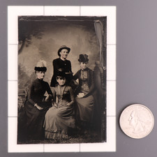 Antique CDV 6th Plate Tintype Victorian Family or Group of Young Men Women 1300