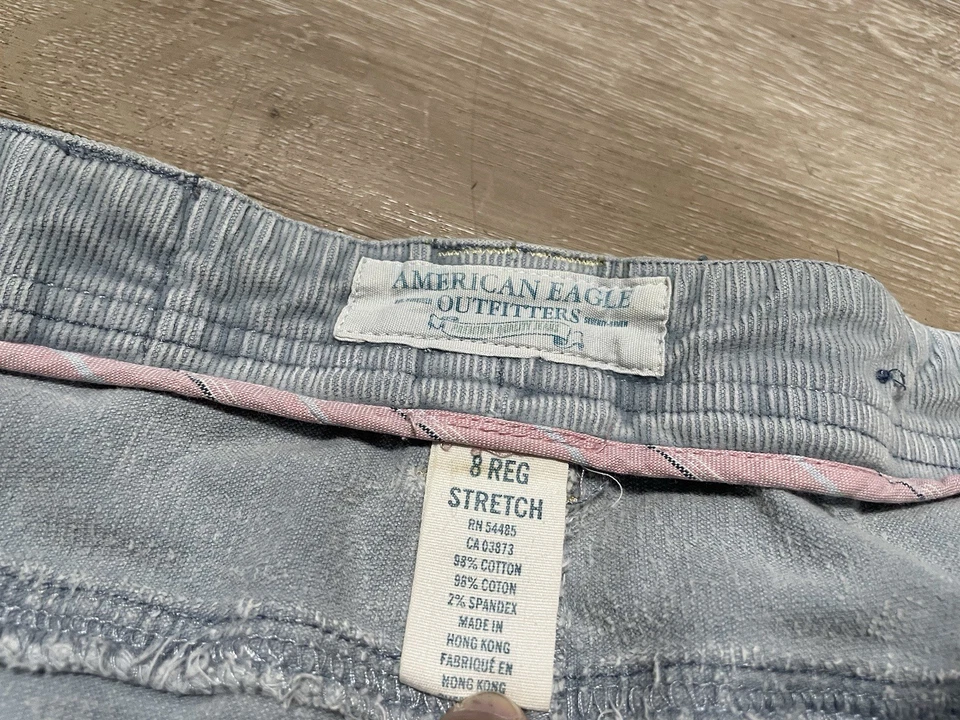 Женские вельветовые брюки American Eagle размер 8 светло-голубые эластичные винтажные - Изображение 3 из 4