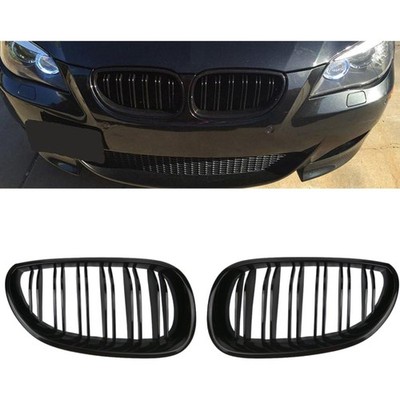 Kühlergrill Gittereinsätze E60 E61 5er, Schwarz Glänzend, Kunststoff, Vorne