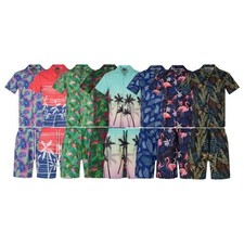 Men's 2 Piece Matching Summer Hawaiian Beach Outfit Short Sleeve Set Sizes S-2XL
