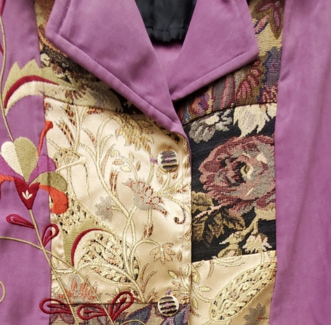 Indigo Moon Purple Tapestry Patchwork Floral Embr… - image 2