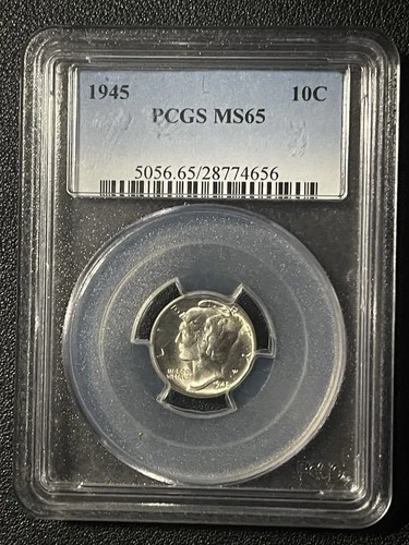 1945 Mercury Silver Dime PCGS MS-65 Graded