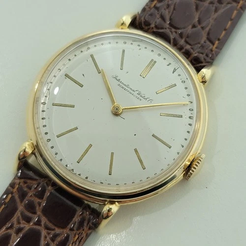 Mens IWC Schaffhausen 18k Gold Jumbo 37mm Manual Wind 1950s Swiss Luxury RA513