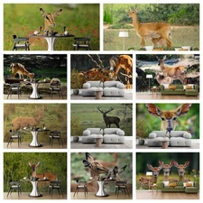 3D Deer Grassland Field Self-adhesive Wallpaper Removable Wallpaper Wall Mural