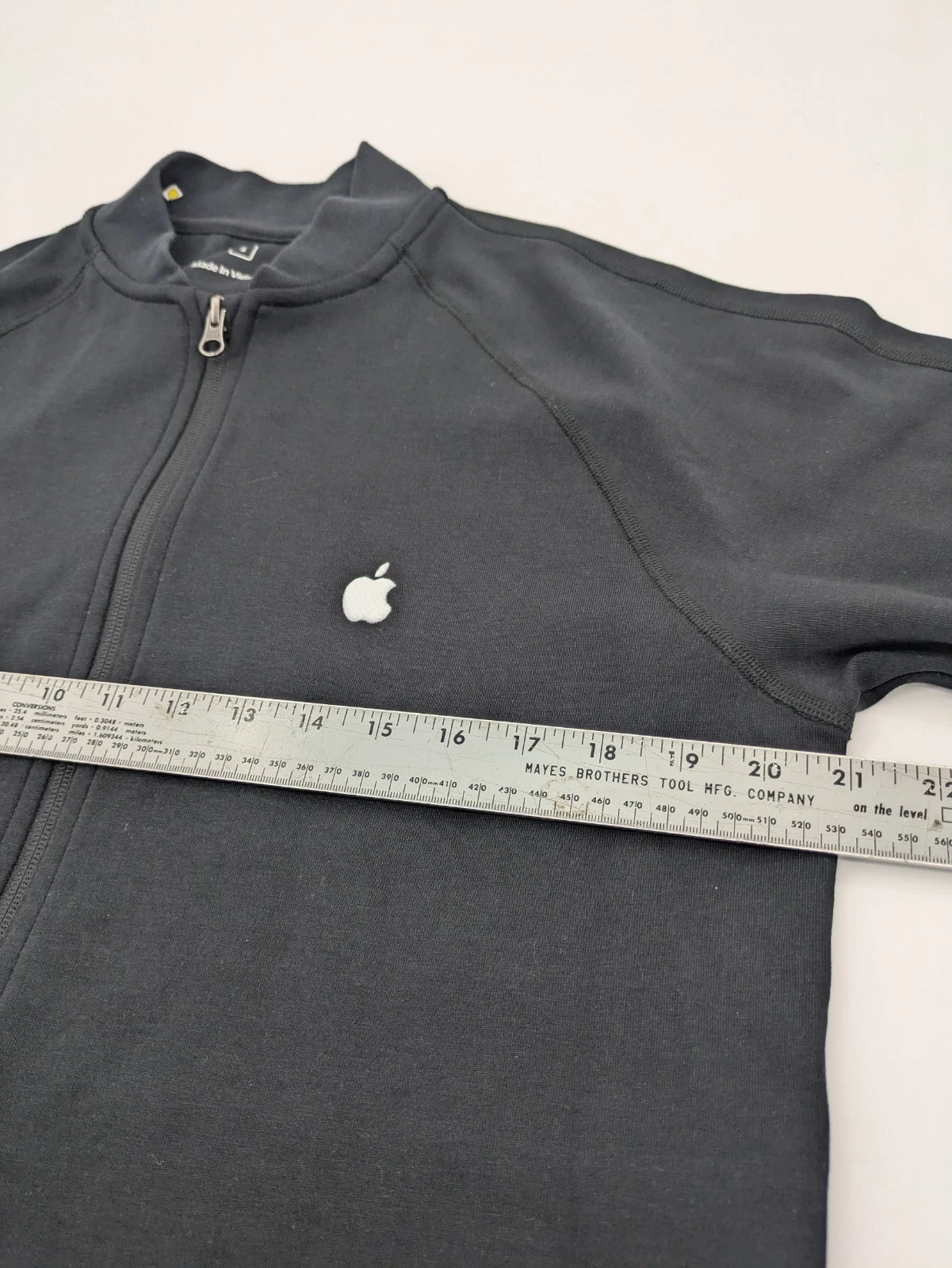 Apple Store Employee Bomber Jacket Mens Small Black White Logo Full Zip Preppy - product detail image 7