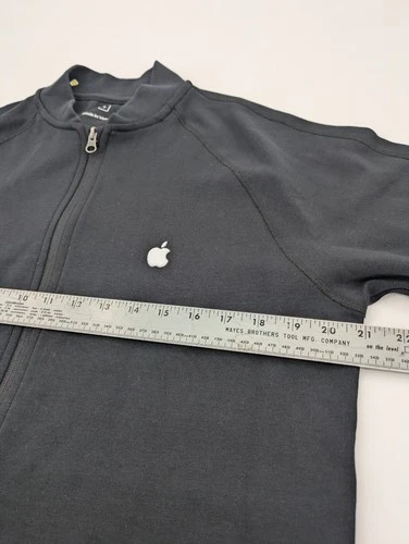 Apple Store Employee Bomber Jacket Mens Small Black White Logo Full Zip Preppy image 7