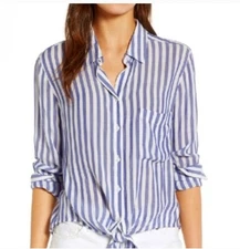 Rails Val Striped Tie Front Blouse Sz M