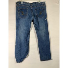Shorty Jeans Women Boho Butterfly Lace Appliqu  Crop Distressed Fray Hem Sz 15
