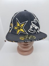 Cappello Metal Mulisha Rock Star Energy aderente nero bianco logo teschio invecchiato