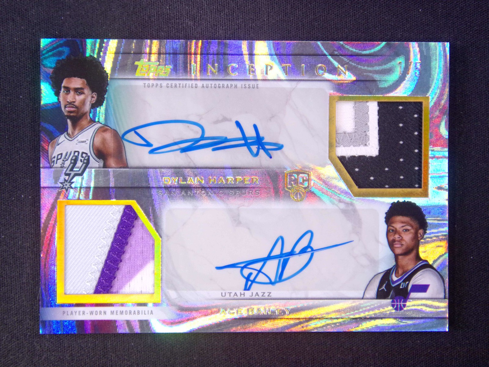 1/5 2025-26 Topps Inception Dylan Harper/Ace Bailey RC Patch Auto RPA Sky Blue
