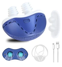 New in Box Electronic Electric Anti Snoring Device Nose Clip. QC-002 Blue