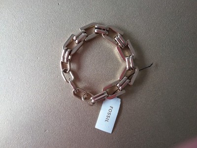 Fossil Damen Edelstahl Gold Kette Armband - Neu mit Etikett & Premium Luxus Geschenk