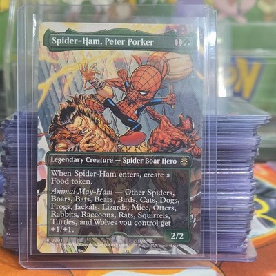 Spider-Ham, Peter Porker (Borderless) #0201 R FOIL Spider-Man Magic MTG ENG